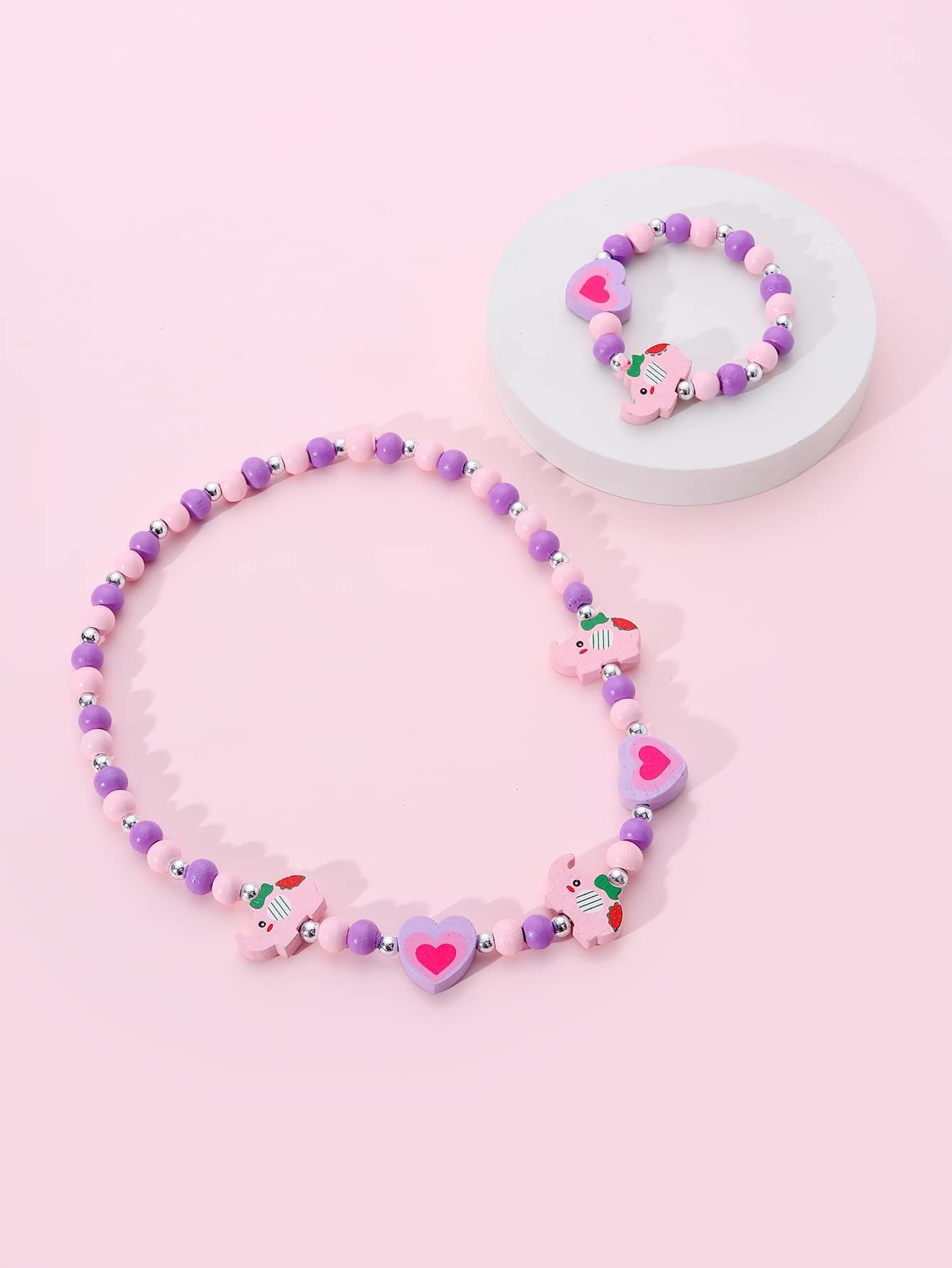 Children's Mixed Color Beaded Wooden Bead Handmade Bracelets