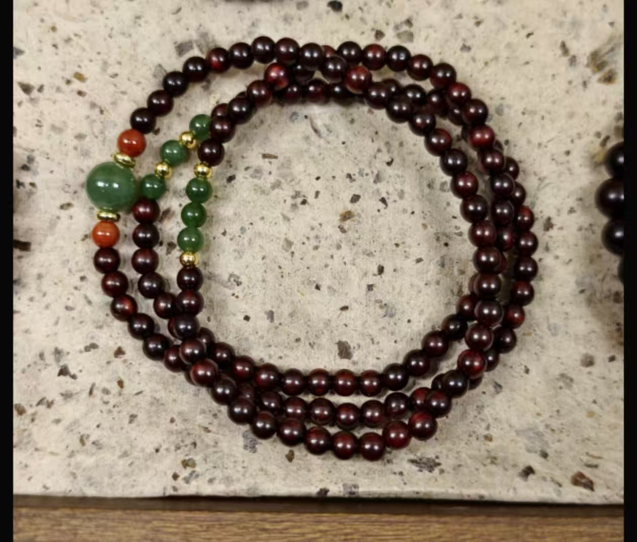 Double Obsidian Three Pterocarpus Jade Cook Bracelets