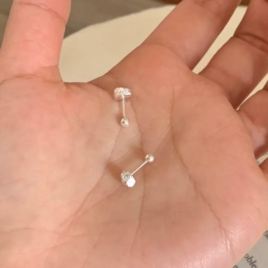 Simple Broken Design Round Beads Screw Lava Rings