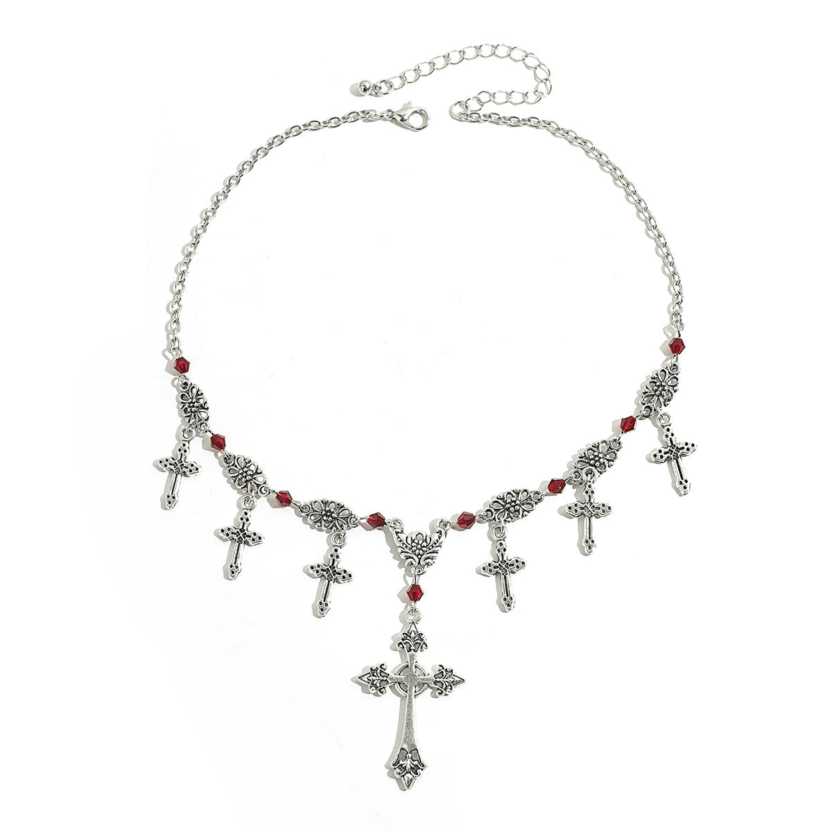Women's Cross Retro Gothic Style Blood Drop Tassel Thorn Necklaces