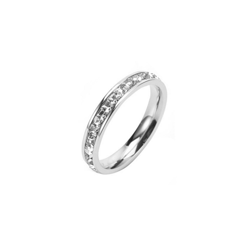 Women's & Men's Diamond Titanium Steel Double Row Full Ring