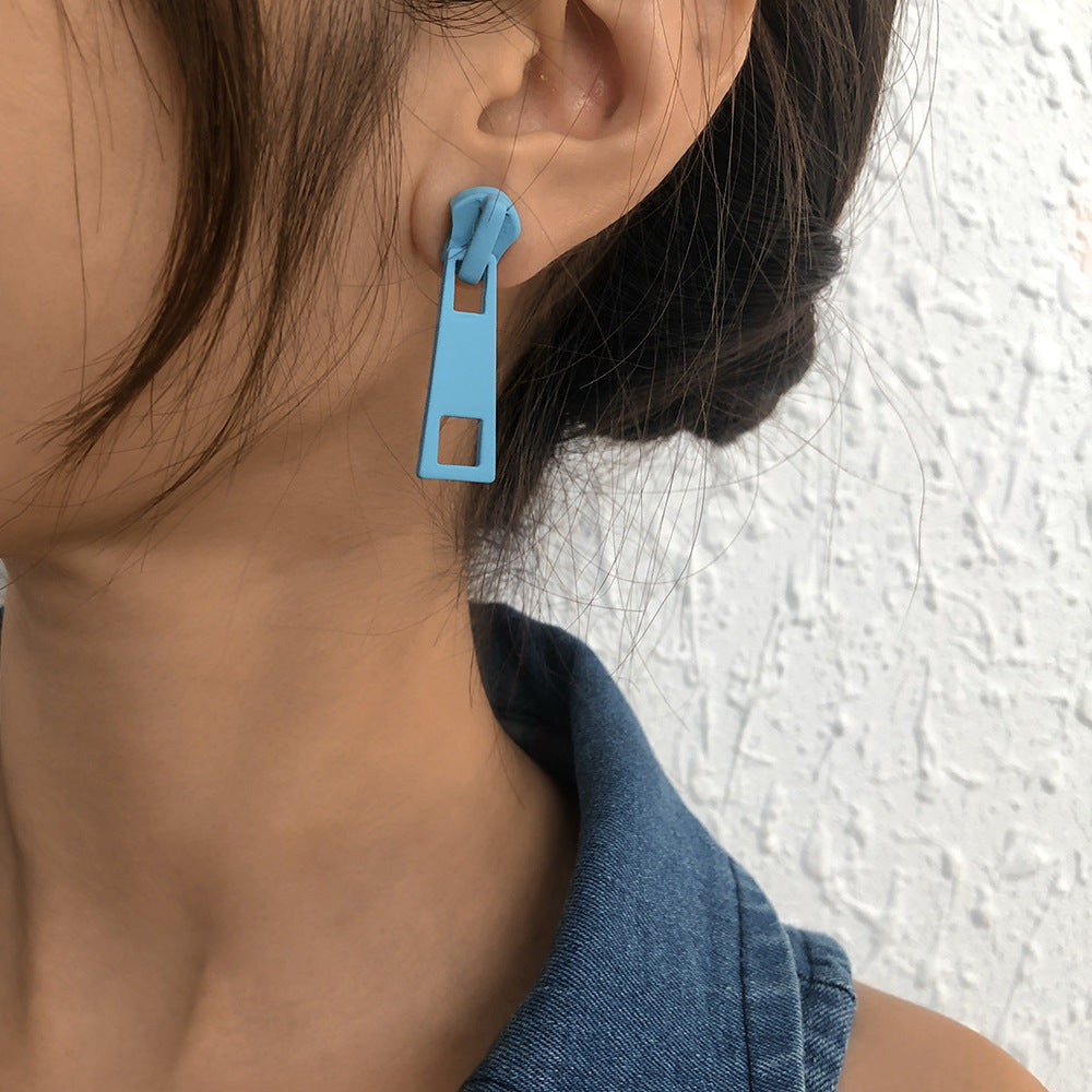 Fashion Creative Design Personality Zipper Lock Head Simple Temperament Earrings