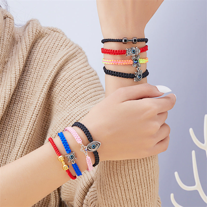 Women's Fashion Big Dumbbell Woven Couple Hand Bracelets