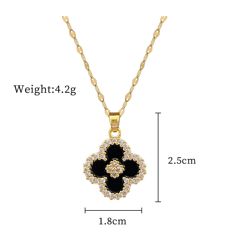 Steel Lucky Female Copper Micro Inlay Real Gold Plating Necklaces