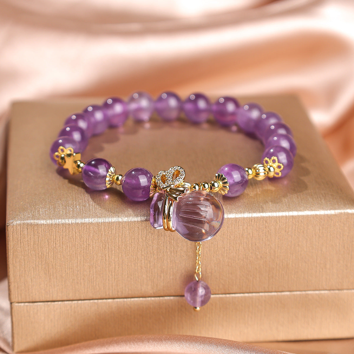 Women's Natural Amethyst Beaded For Mild Luxury Retro Bracelet