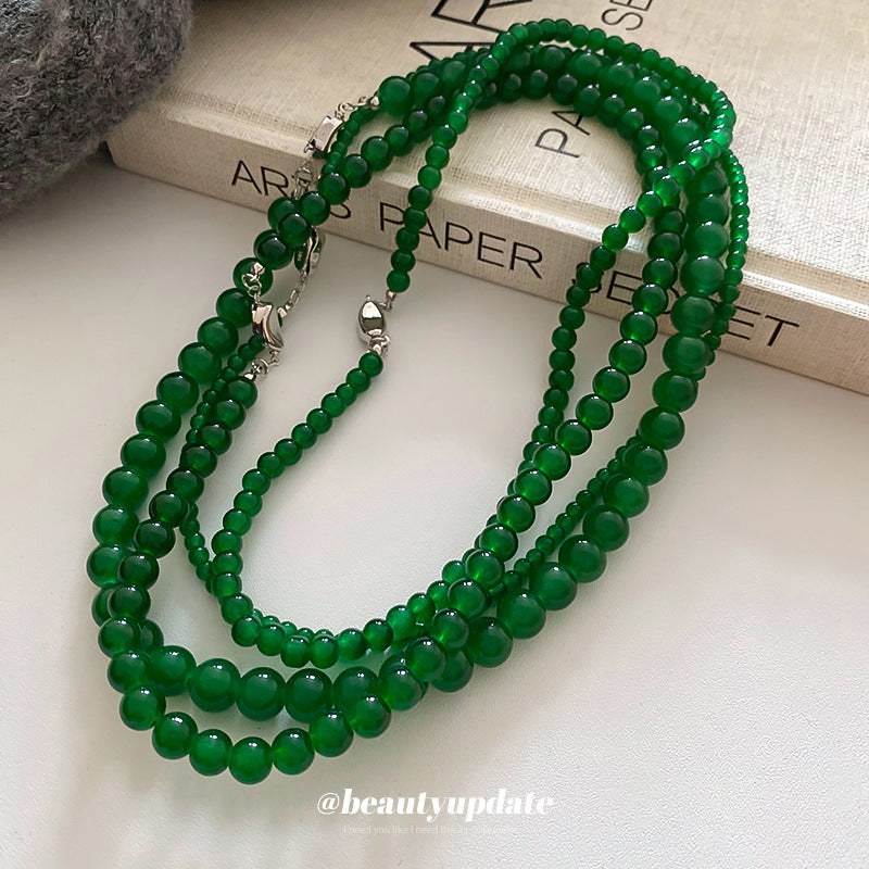 Emerald Geometric Glaze Beaded Chinese Simple High-grade Clavicle Necklaces