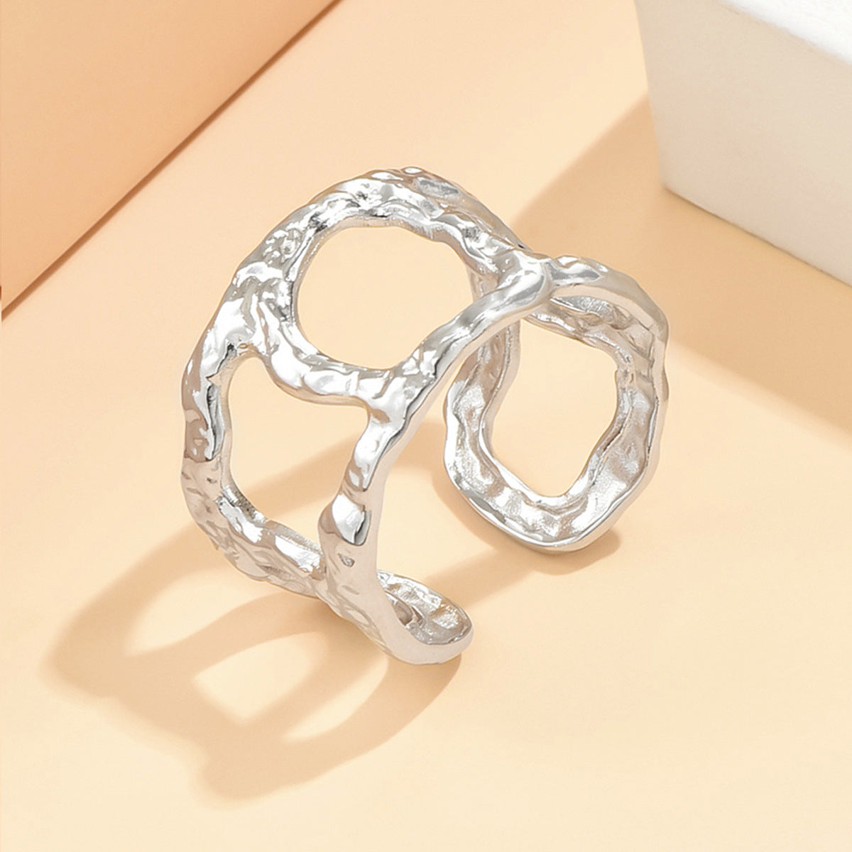 Retro Baroque Wind Liquid Irregular Titanium Steel Female Rings