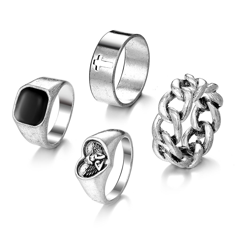 Skull Simulated Snakes Geometric Cross Fashion Retro Style Personality Ring