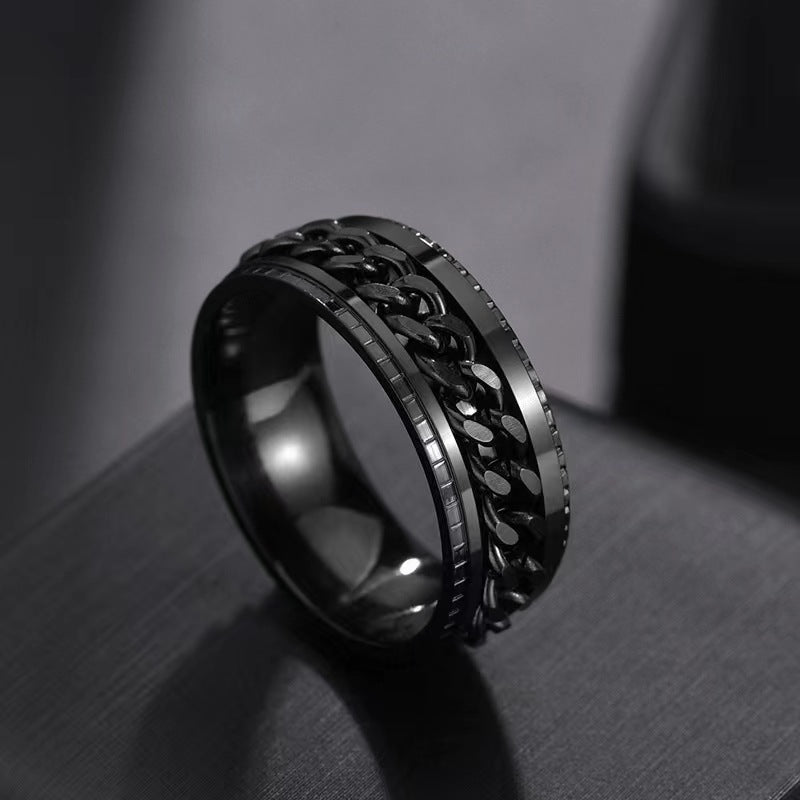 Men's Steel Chain Rotating Titanium Does Not Ring