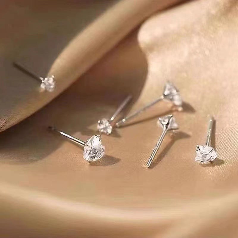 Women's & Men's Bone Graceful Petite Simple Flash Diamond Stud Earrings