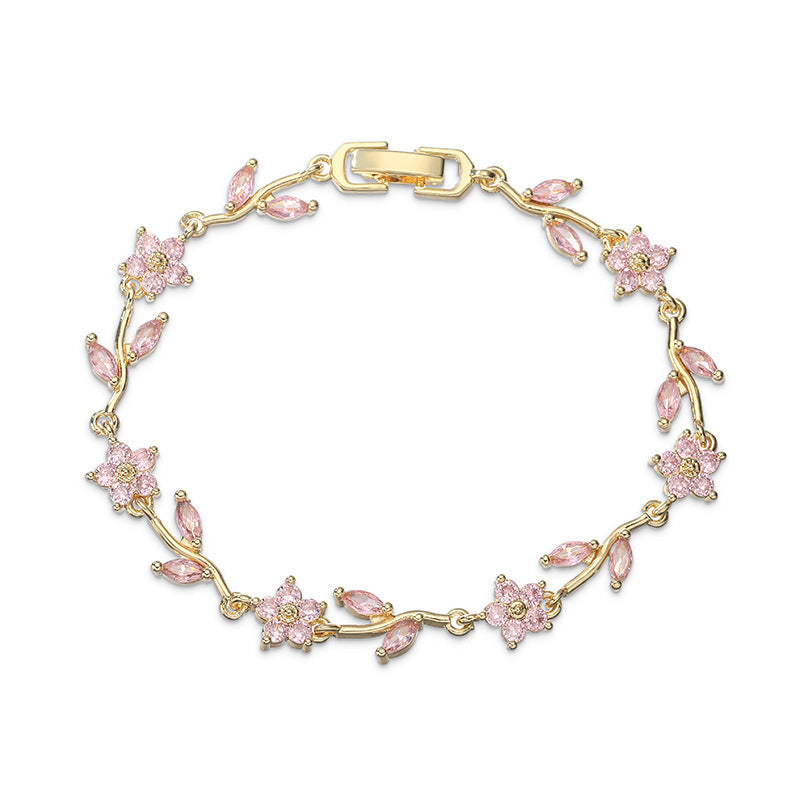Tulip Colorful Crystals Gem Flower Light Bracelet