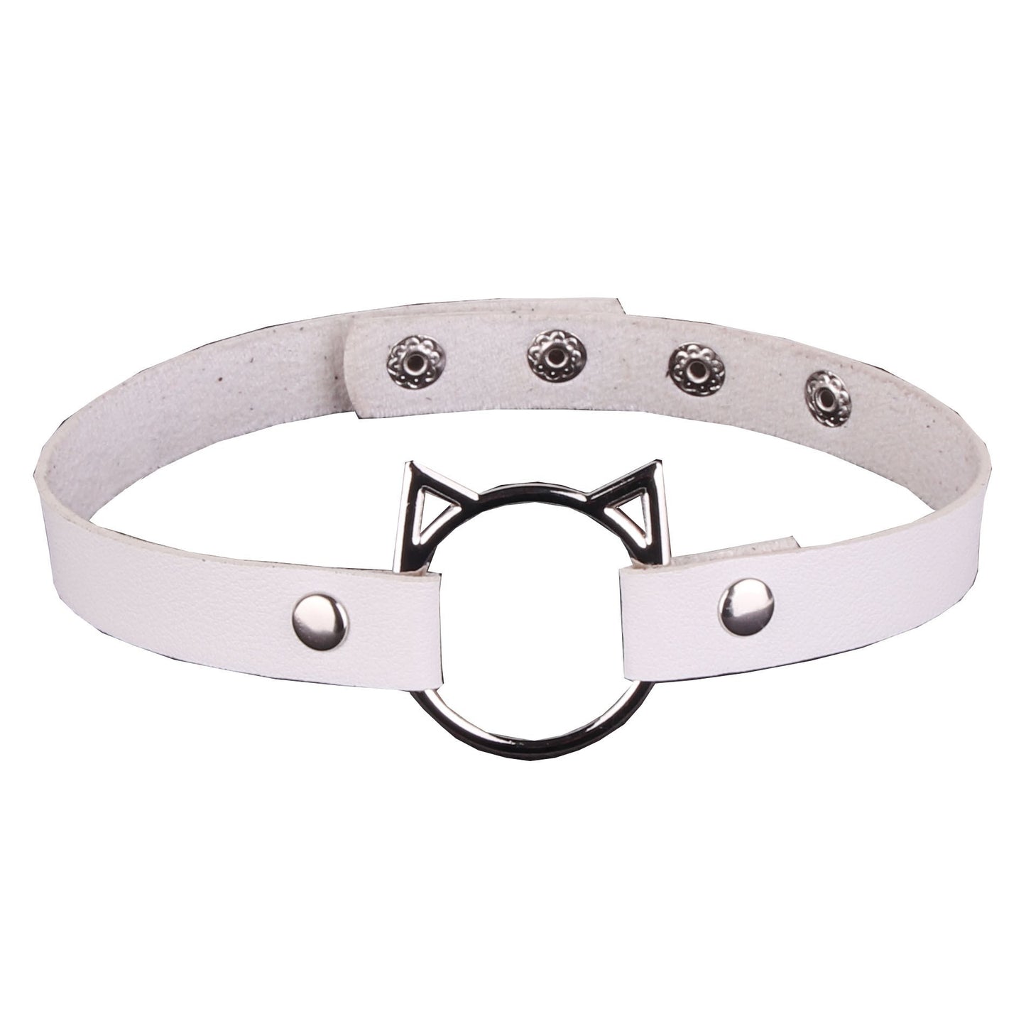 Women's Punk Leather Cat Face Necklet Neckband Short Cute Necklaces