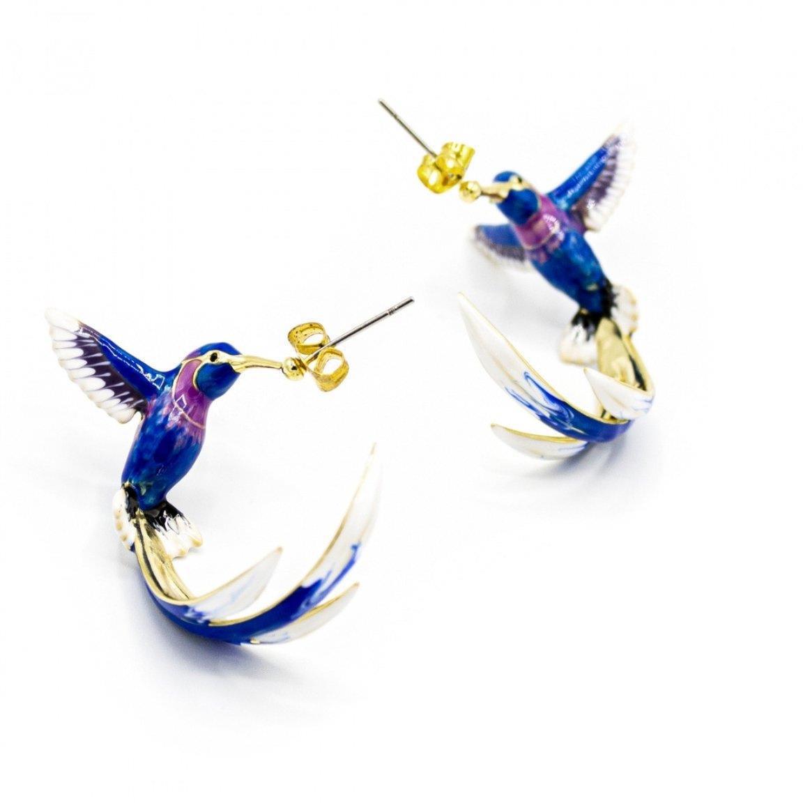 Trendy Cute Hummingbird Style Enamel Popular Fashion Creative Dripping Earrings