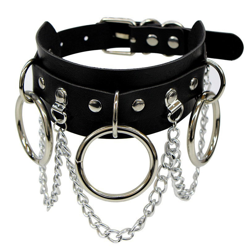 Personality Punk Street Shooting Nightclub Chain Clavicle Bandana Collar