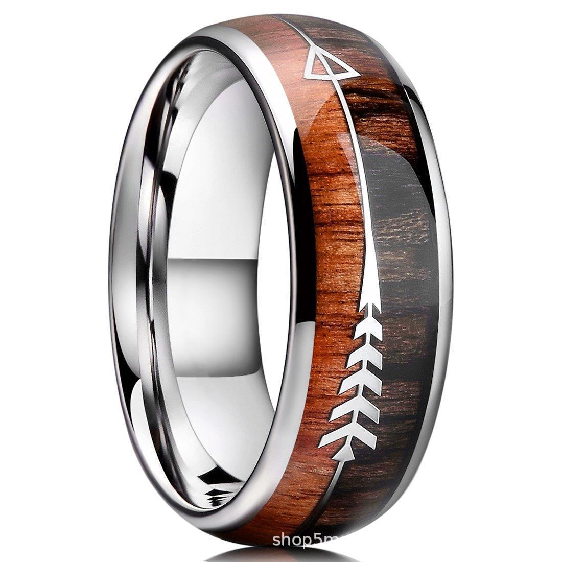 Men's Xi Arrow Stainless Steel Source Straight Ring