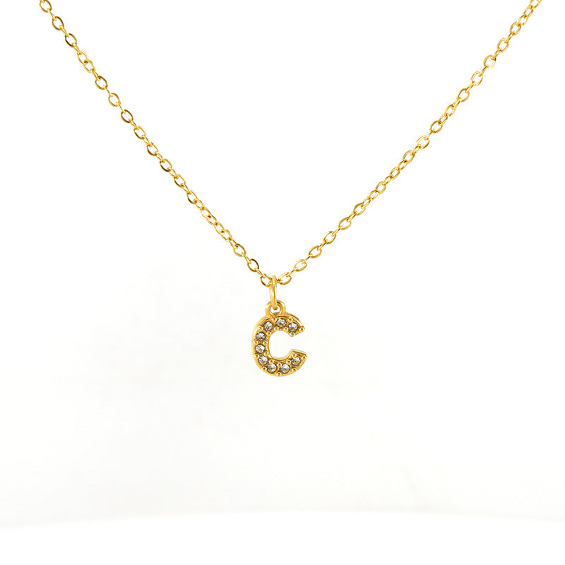 Women's Diamond Small Letter Simple Clavicle Chain Necklaces