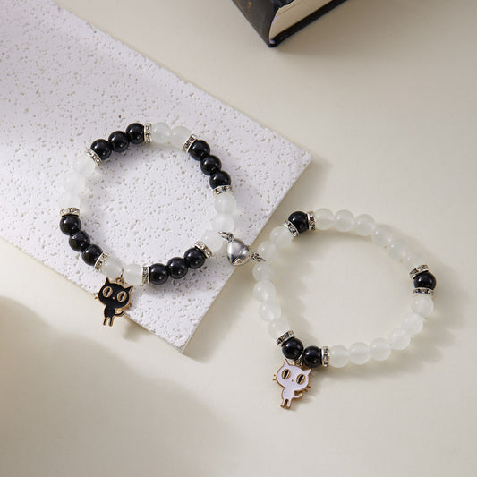 Magnetic Black White Package Suit Simple Bracelets