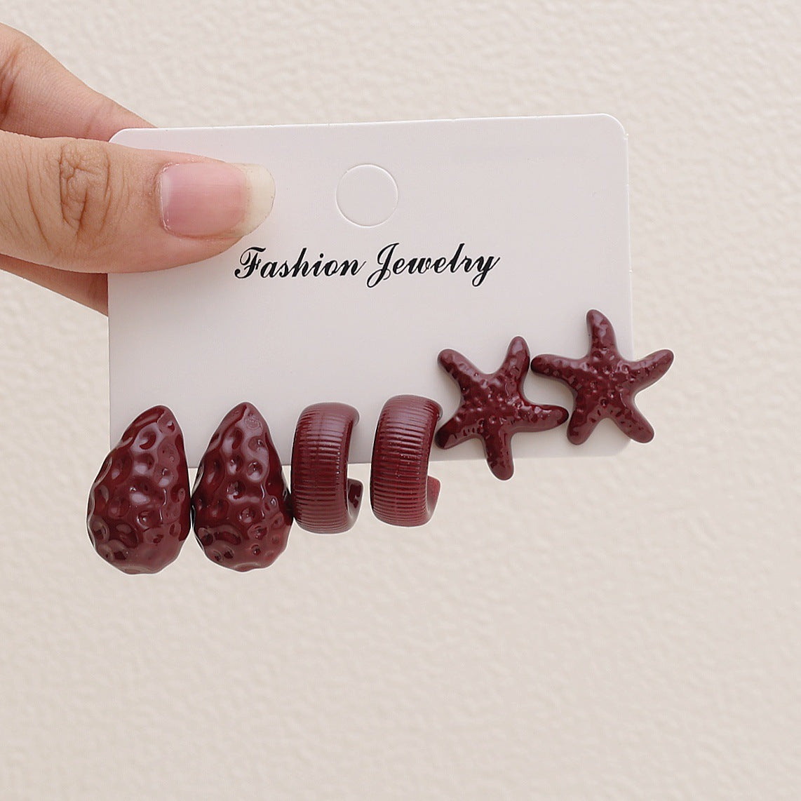 Women's Red Acrylic Water Drop Geometry Type Boutique Trendy Sets Of Earrings