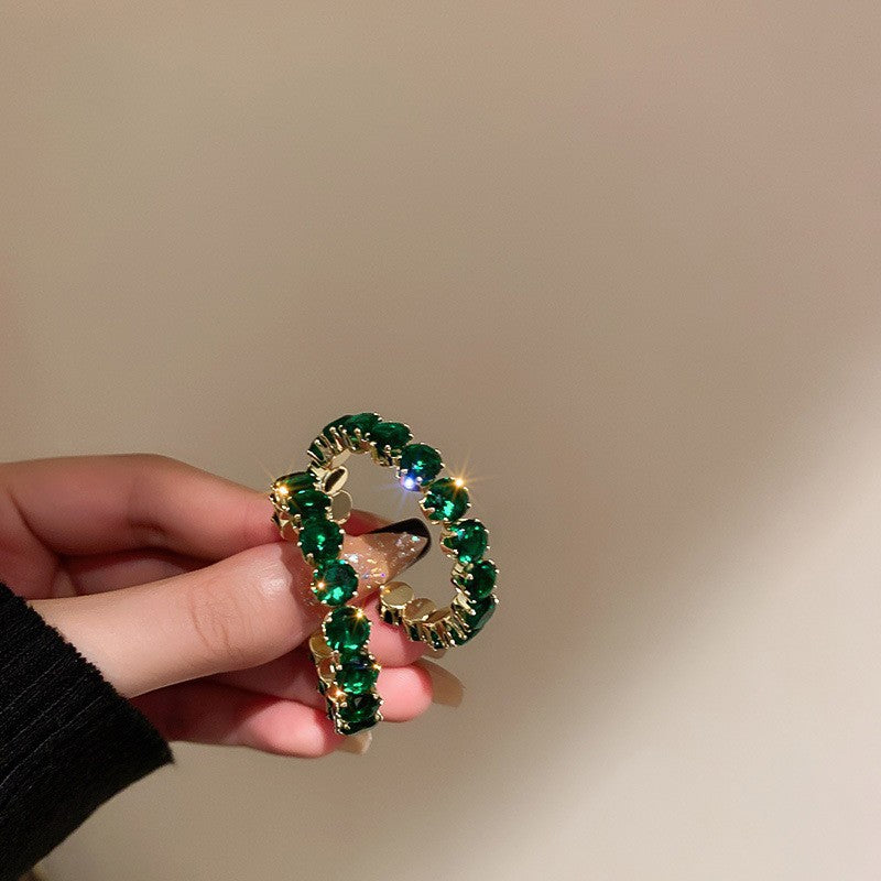 Needle Vintage Emerald Rhinestone Fashion Special Interest Light Earrings