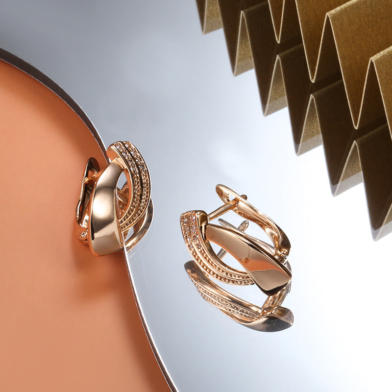 Elegant Zircon Female Rose Gold Geometric Rings