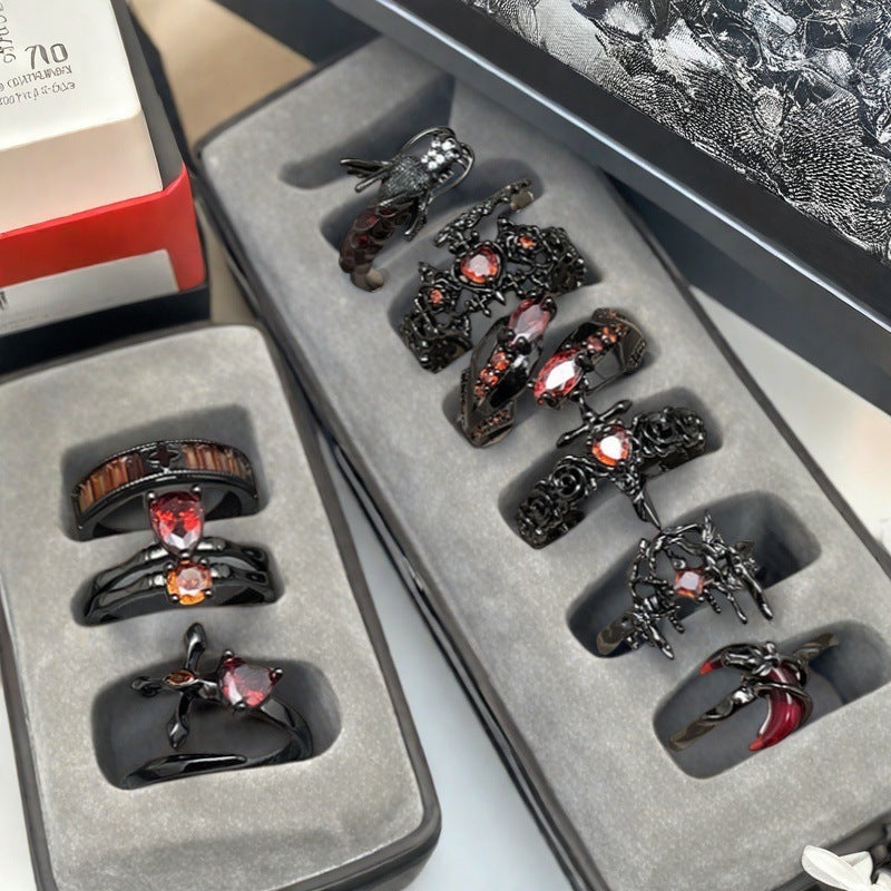 Personalized Red Diamond Open Hot Twin Design Light Rings