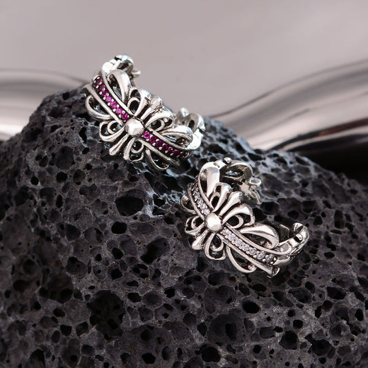 Women's & Men's Punk Fashion Cross Design Sense Pink Diamond Hip Rings