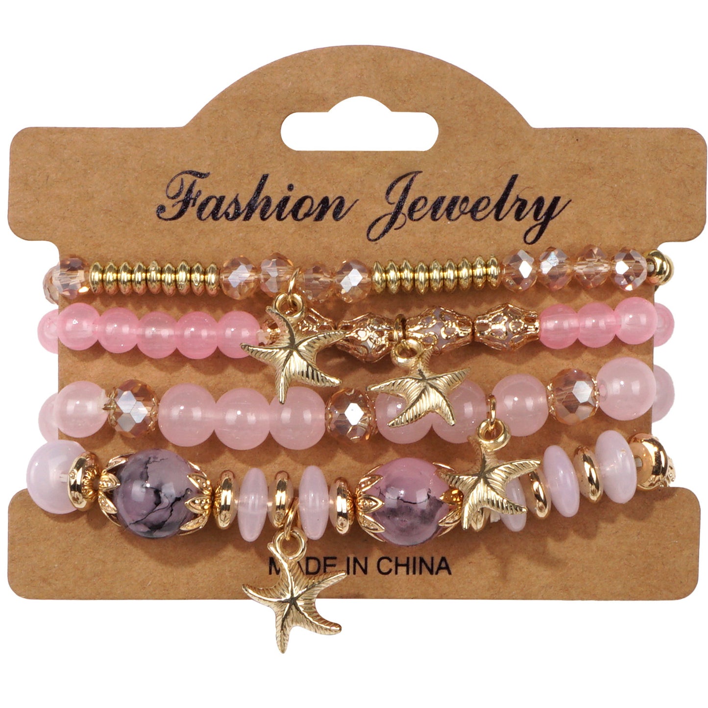 Bohemian Starfish Artificial Crystal String Beads Bracelet