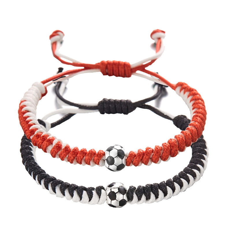 Women's & Men's Ball Round Beads Baseball Football Sports Woven Bracelets