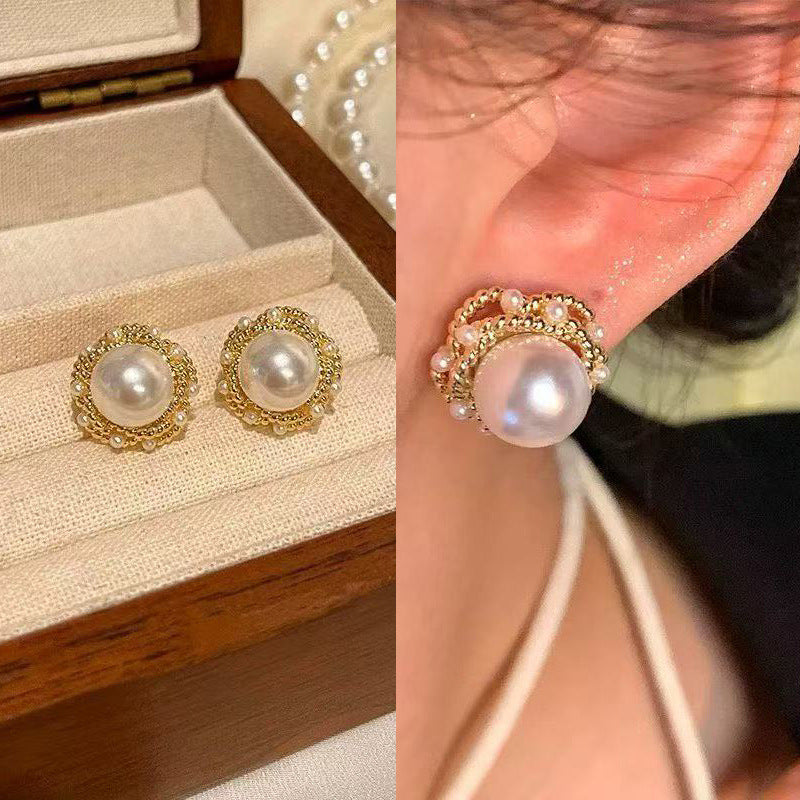 Fashion Elegance Pearl Flower French Style Light Luxury Rings