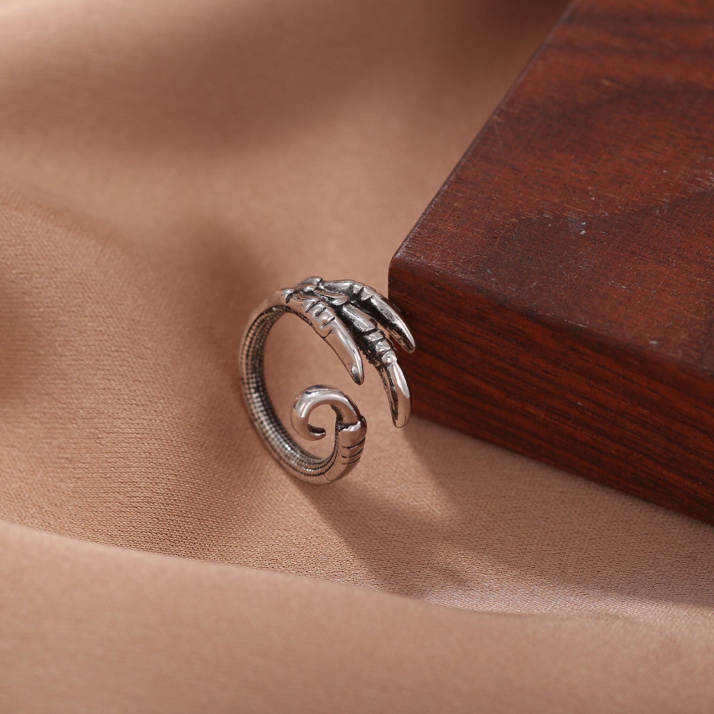 Men's Retro Trendy Sier Open Single Lucky Rings