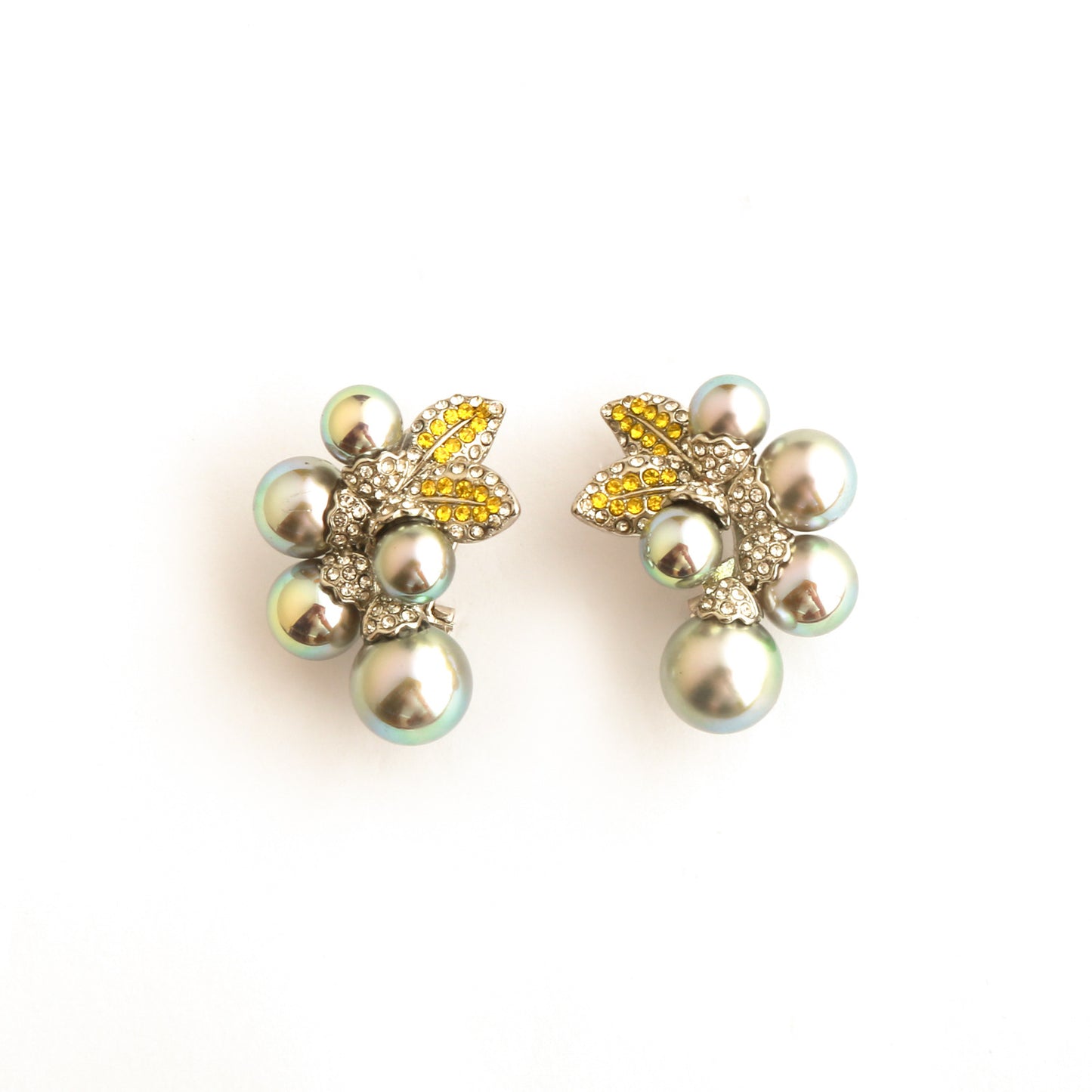 Real Gold Gaanized Enamel Diamond Retro Earrings