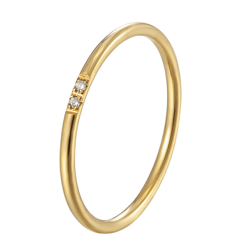 With Diamond Simple Design Female Titanium Ring