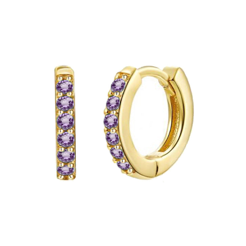 Women's Clip Simple Inlaid Zircon Personality Geometric Earrings