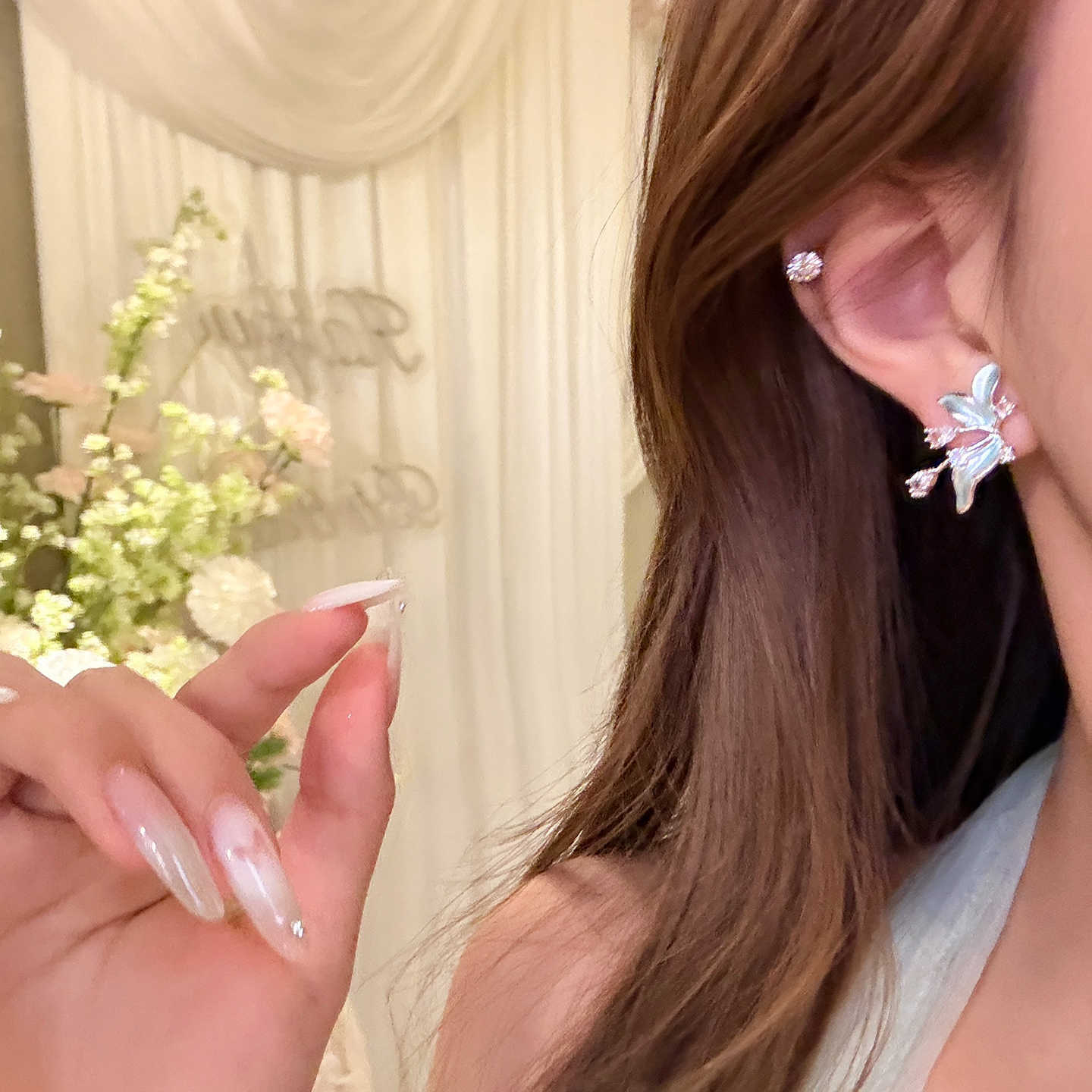 Feeling French Style Sparking Zirconium Flower Rings