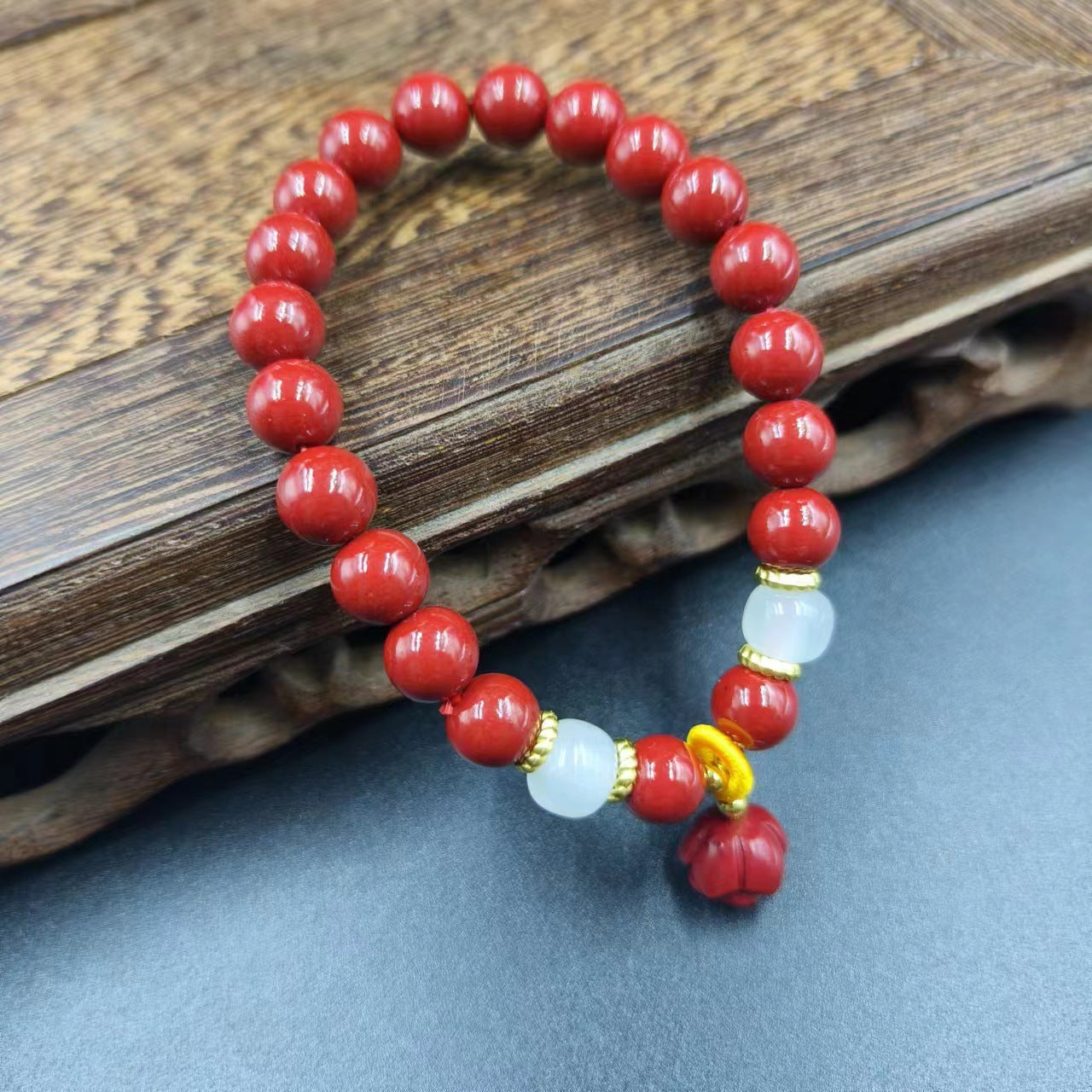 Women's & Men's Cinnabar Purple Gold Sand Single Circle Simple Buddha Beads Light Bracelet