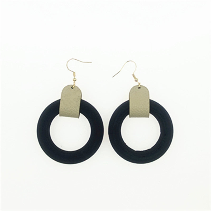Creative Elegant Exaggerated Personalized Leather Wood Rings