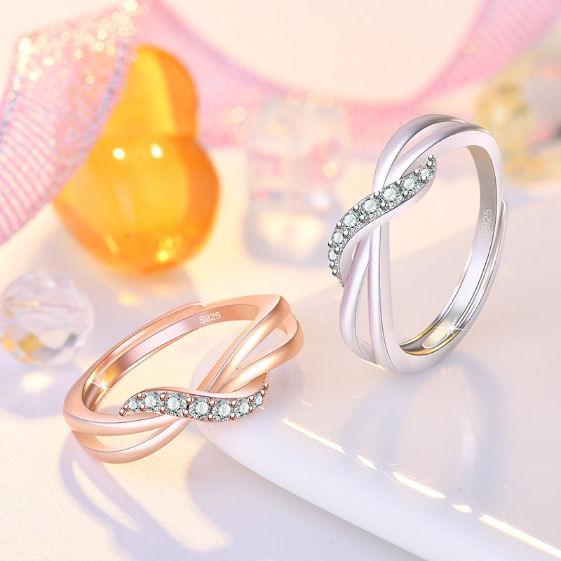Rose Gold Plated Color Twisted Arm Curve Tail Ring
