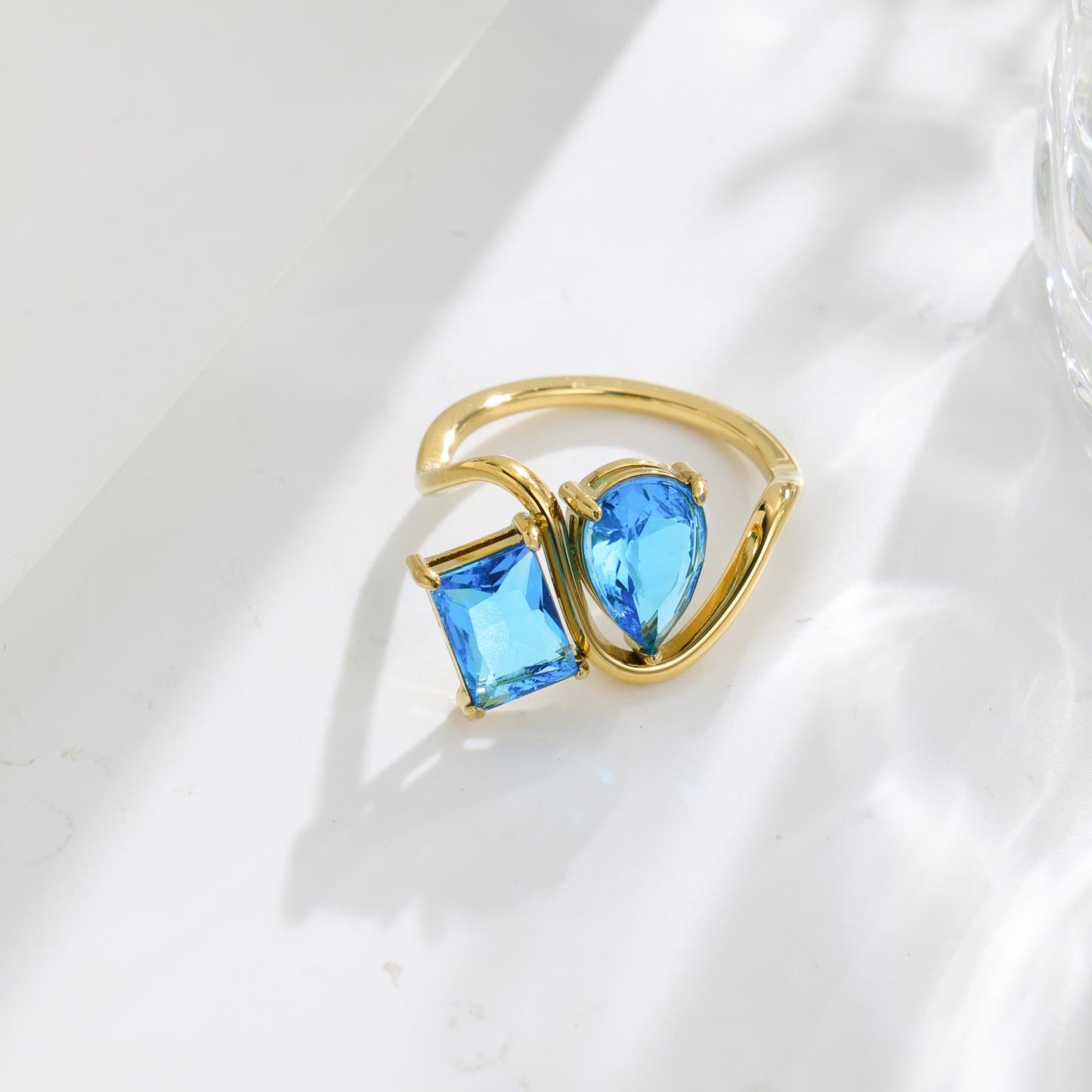 Gift Gemstone Stainless Steel Colored Gems Female Rings