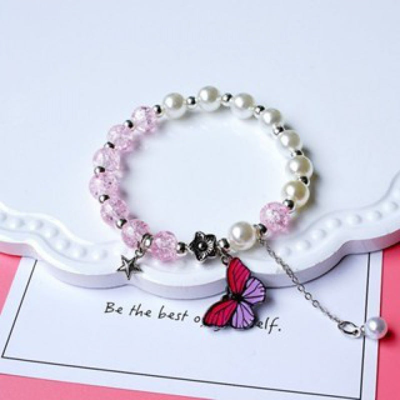 Camellia Little Daisy Crystal Girlfriends Color Glass Chipping Bracelet