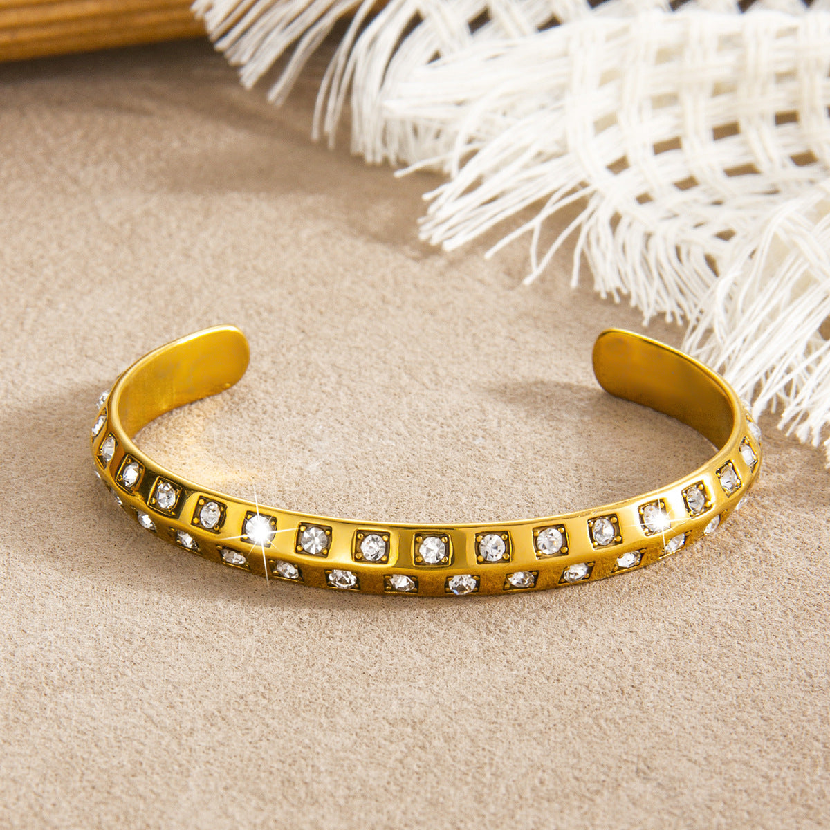 Women's Light Luxury Diamond Gold-plated Zircon Titanium Steel Adjustable Bracelets