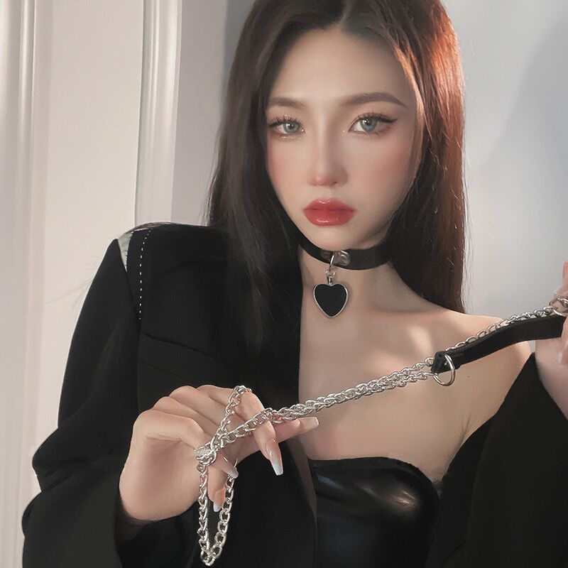 Leather Bell Neck Dark Love Choker Collar