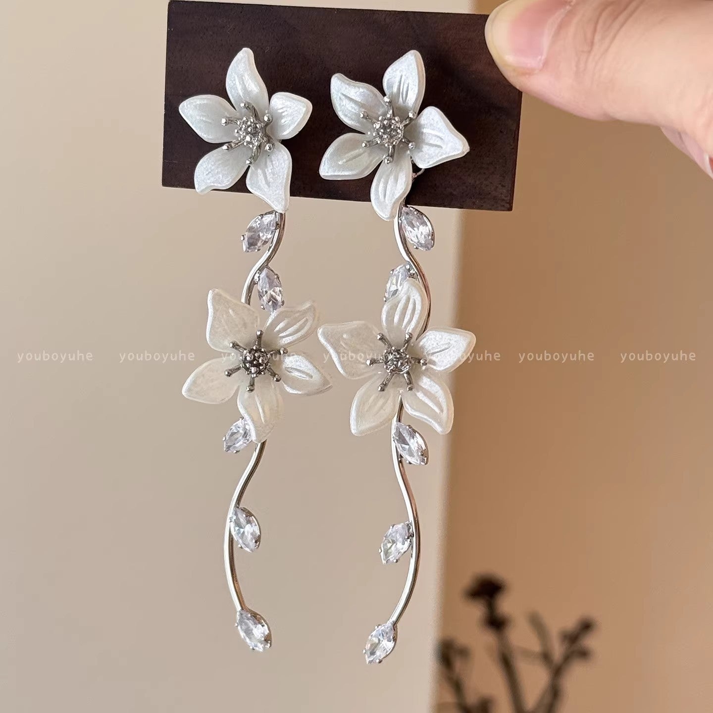 Women's Flower Zircon Long Fringe Seaside High Sense Vacation Style Rings