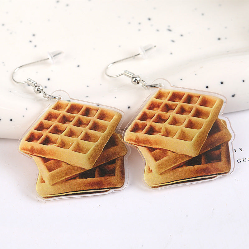 Hamburger Pizza Shape Acrylic Fashion Dessert Earrings