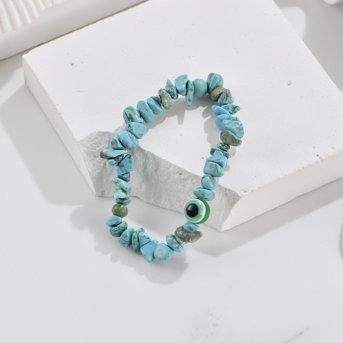 Devil's Eye Natural Gravel Beaded Crystal Stretch Rough Stone Bracelets