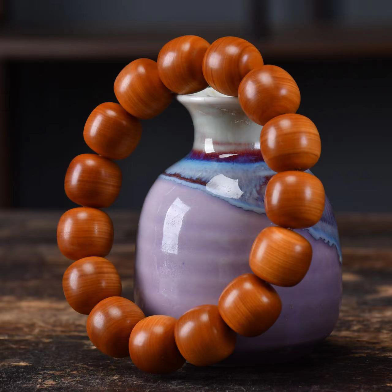 Thuja Round Beads Handmade Wooden Cultural Artifact Bracelet