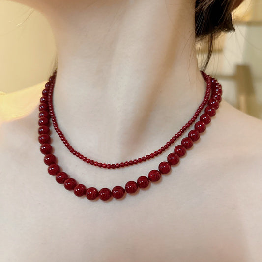 Angora Red Beaded Original Life White Necklaces