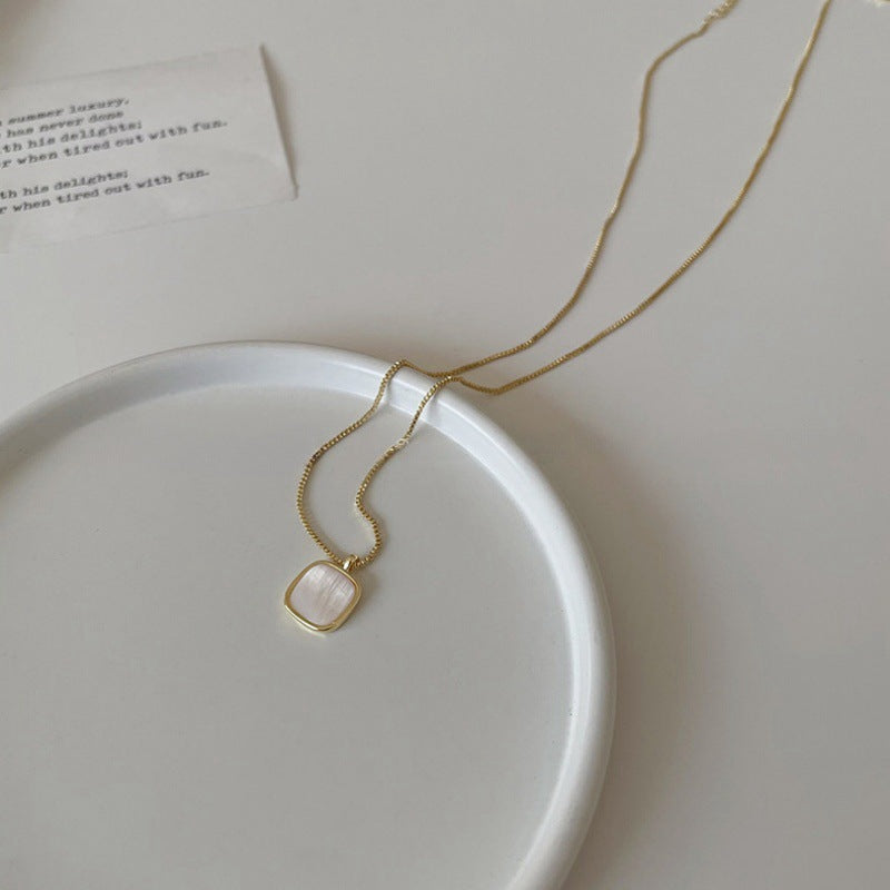 Women's Shell Sterling Clavicle Chain Elegant Box Simple Style Korean Necklace