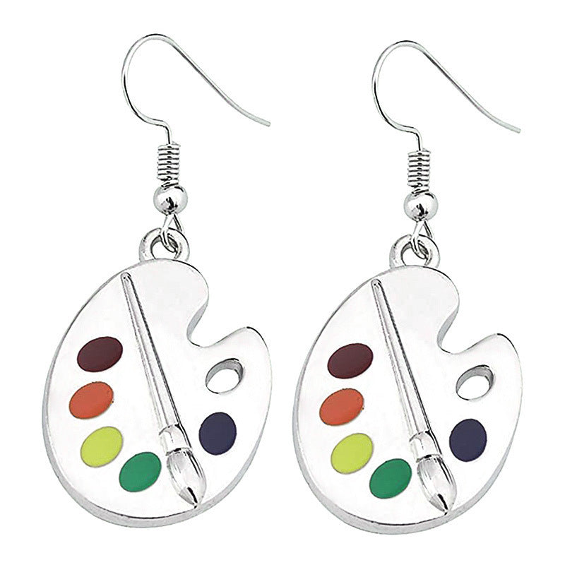 Drawing Board Palette Artist Temperament Simple Drop Oil Ear Earrings