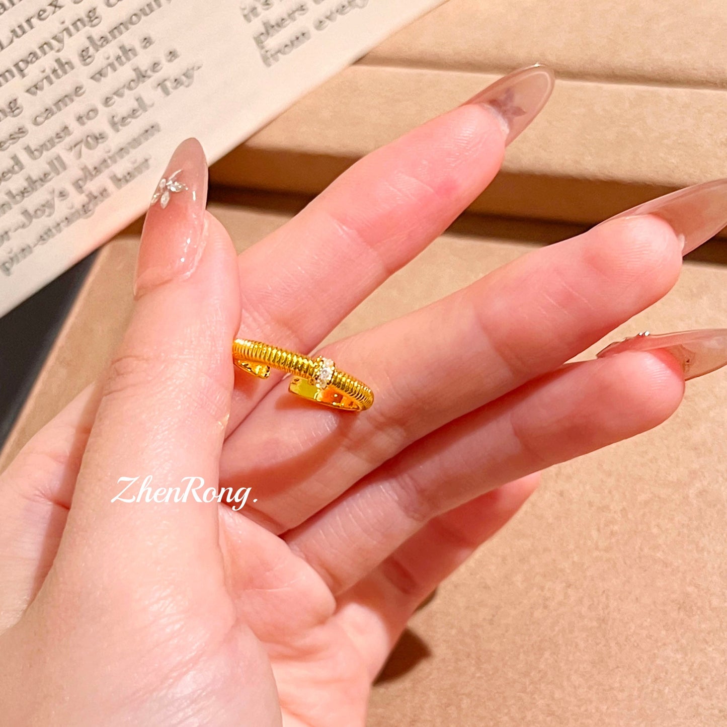 French Entry Lux Retro Brushed Female Italian Chinese Style Rings