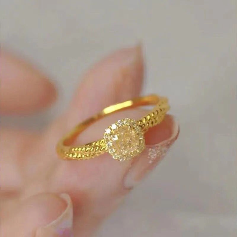 Sugar Female Affordable Luxury Fashion Elegant Shining Diamond Citrine Zircon Ring